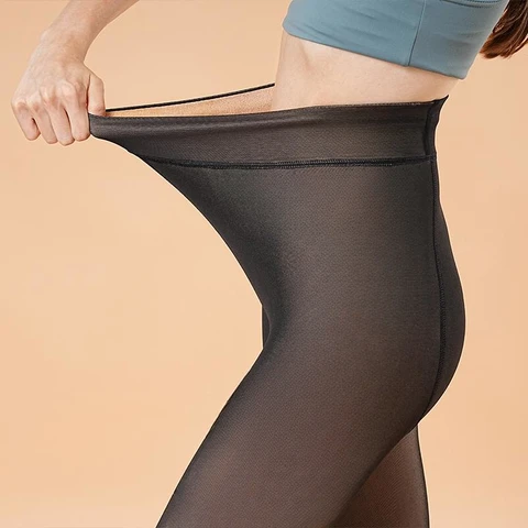 COZOK Женские теплые колготки флис черные