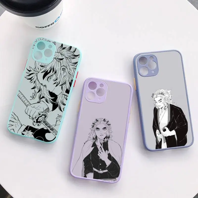 

Rengoku Kyoujurou Demon Slayer Phone Case for iPhone X XR XS 7 8 Plus 11 12 13 pro MAX 13mini Translucent Matte Case