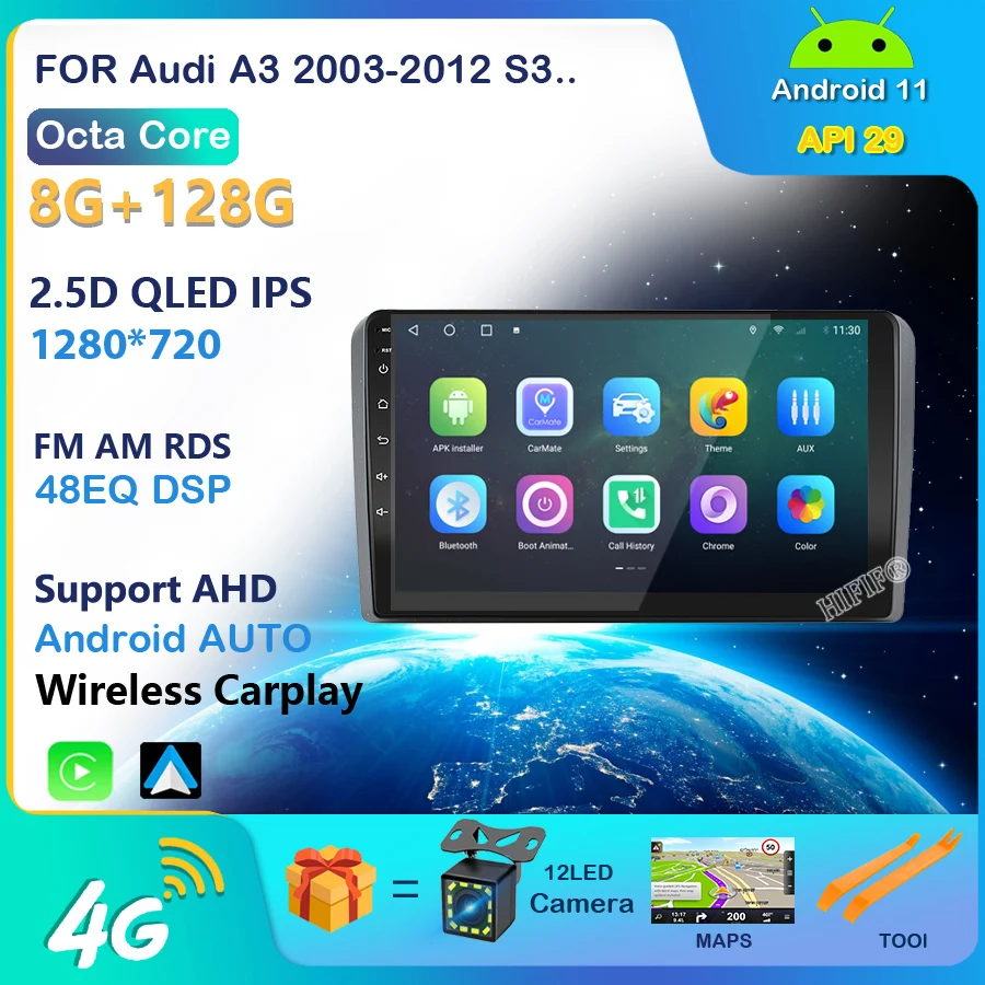 Авторадио 2din Android 11 для Audi A3 8P 2003-2013 автомобильное радио магнитофон