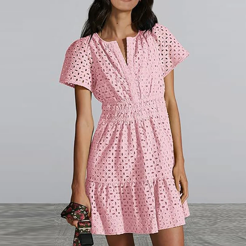 Элегантное кружевное вечернее платье с вышивкой и V-образным вырезом женское