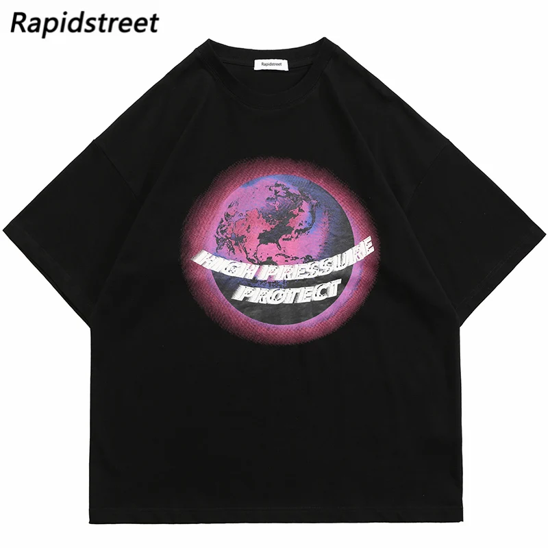 

Streetwear Harajuku T-Shirt 2022 Men Hip Hop Earth Letter Printed T Shirt Cotton Casual Tshirt Summer Short Sleeve Tops Tees