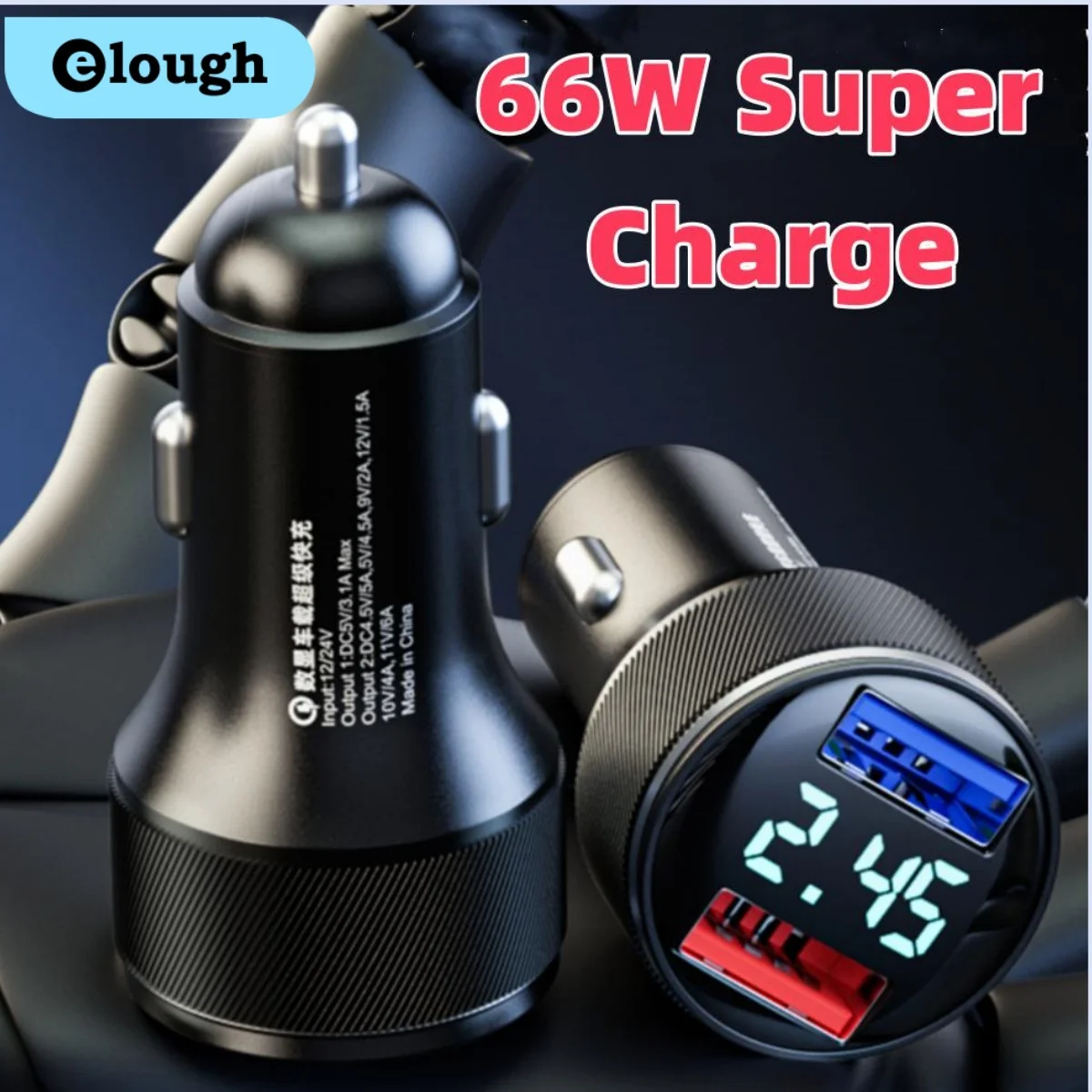 Автомобильное зарядное устройство Elough с USB C прикуриватель быстрая зарядка QC3.0 в