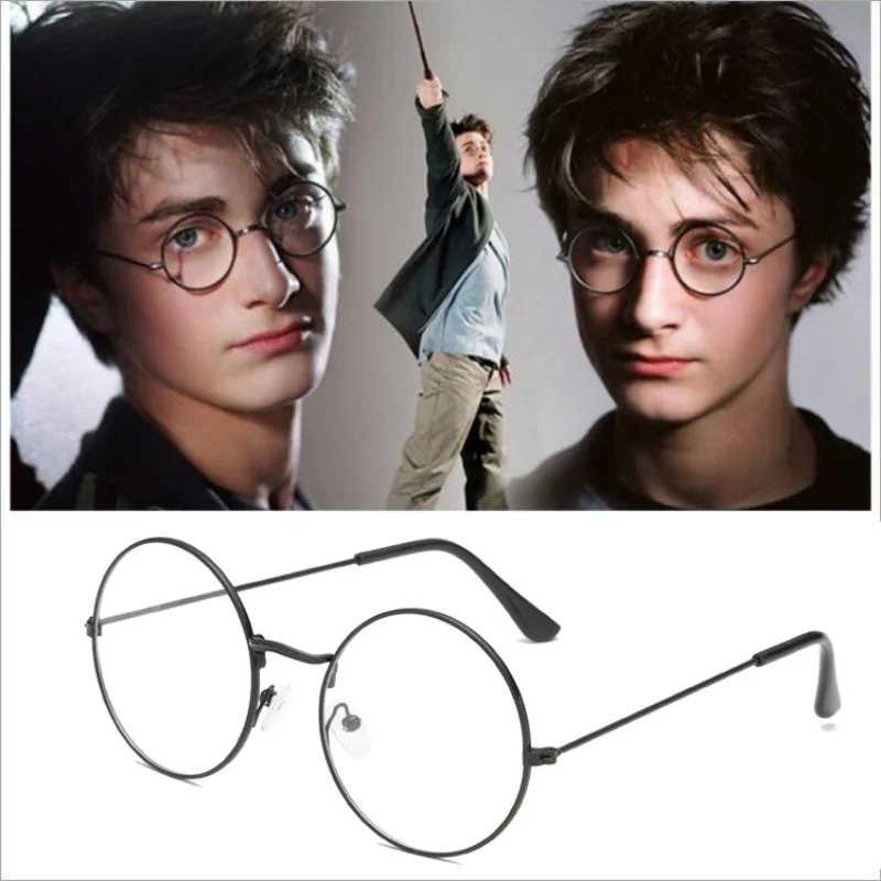 

Harriese Magician Boy School of Magic Potter Round Metal Flat Lenses Retro Men's and Women's Artistic Myopia Glasses Animation