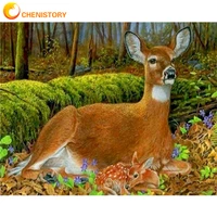 chenistory oil painting by numbers deer diy animals for adults paints by number painting kits diy handwork gift home decor art