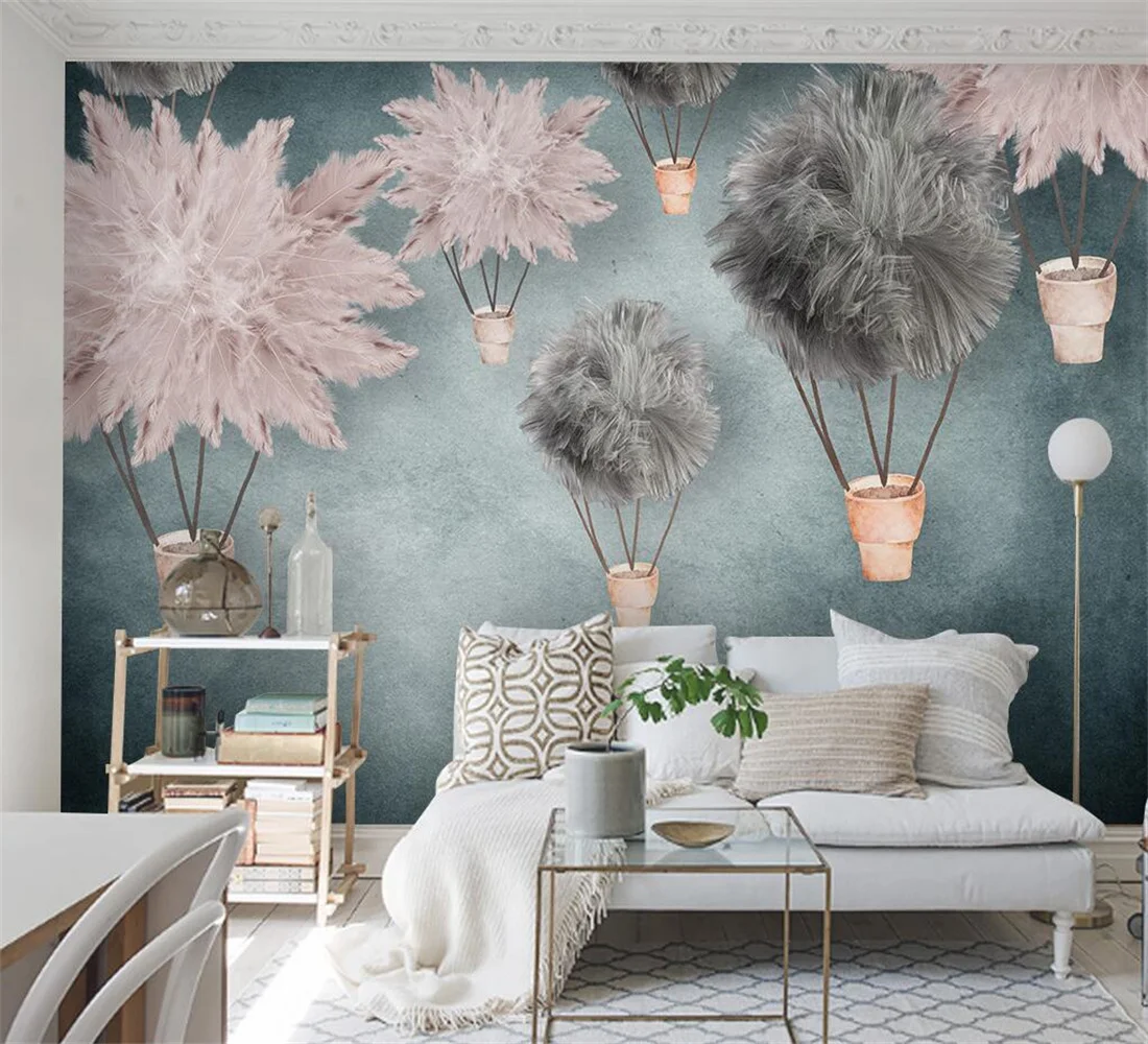 

Обои нестандартного размера, 3d ручная роспись, белое перо, настенная роспись, домашний декор, подвесная картина с перьями павлина, 3d обои