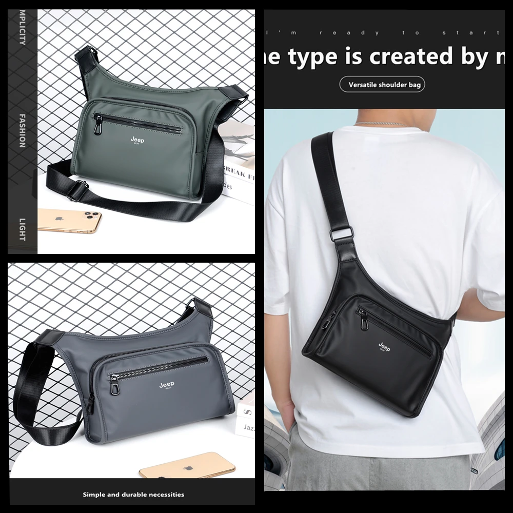JEEP BULUO Shoulder Bag Oxford Luxury Fashion Men Chest Bag Man Sling Crossbody Bag Male New Casual Handbag Travel Phone Bags