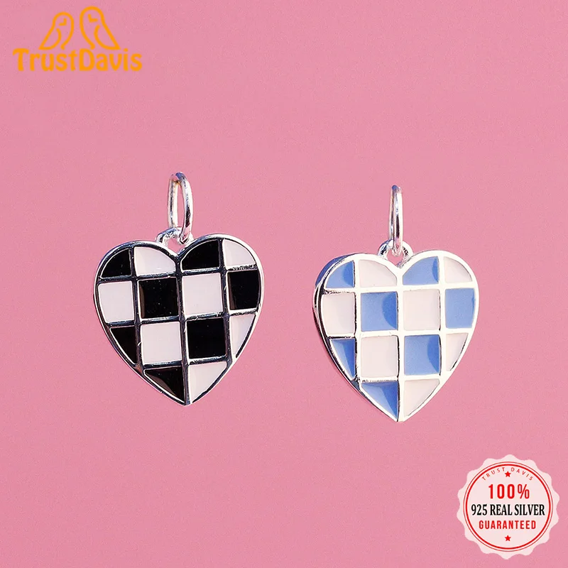 Серебряная подвеска TrustDavis в виде шахматного сердца из настоящего серебра 925