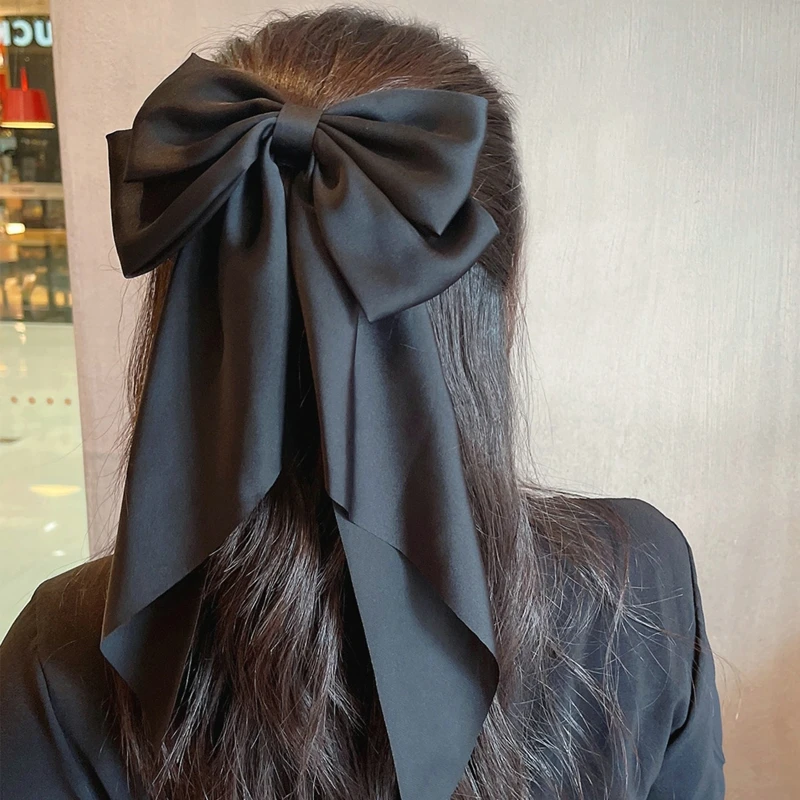 

3pcs Women Large Bow Hairpin Summer Chiffon Big Bowknot Stain Bow Barrettes Women Solid Color Ponytail Clip Accessories