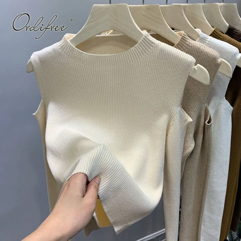 Женский трикотажный свитер Ordifree рождественские джемперы с открытыми плечами