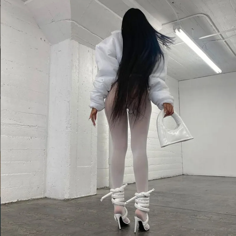 White Puffer Coats Cropped Jackets Women 2022 Fashion High Street Casual Short Bubble Coats Winterwear Clothes Outwear