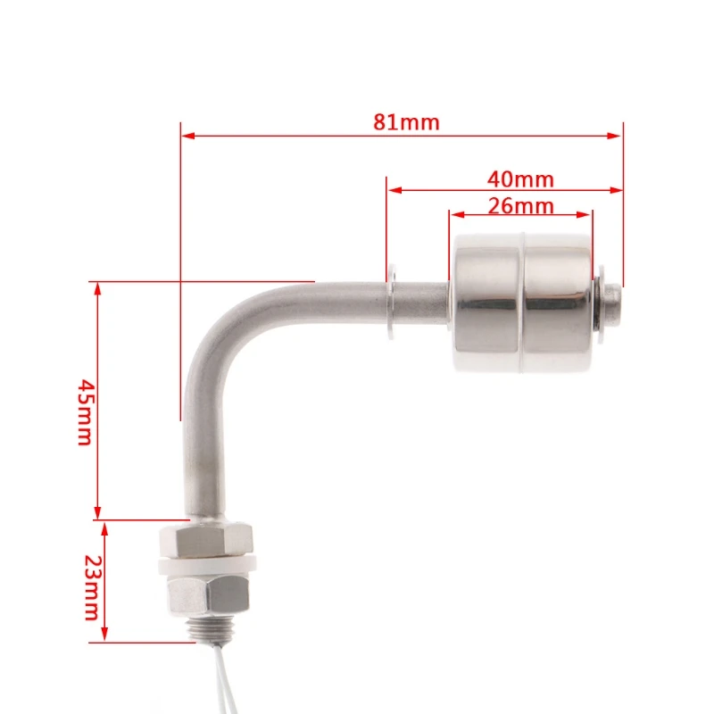 Description Picture 4 of itemHot Sale Stainless Steel Flow Sensors Float Switch Right Angle Vertical Head Liquid Water Tank Level Sensor