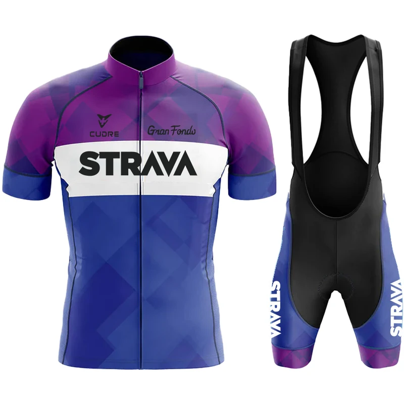 

Men's Cycling Blouse Sports Set Road Bike Uniform Summer Jersey STRAVA Mtb Male Clothing Bib Sportswear Bicycles Suit Clothes