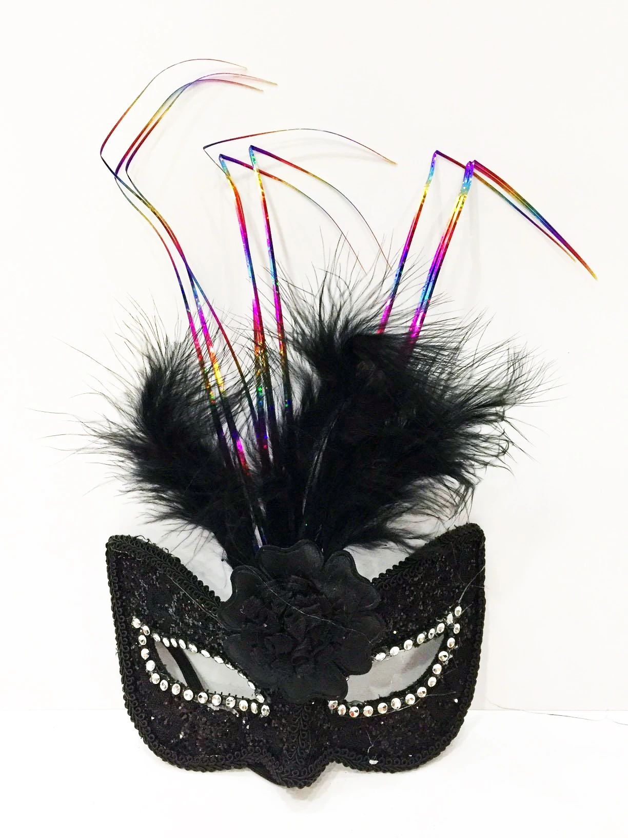 

Цветная проволочная вышитая розовая небьющаяся эва черная маска Вечерние