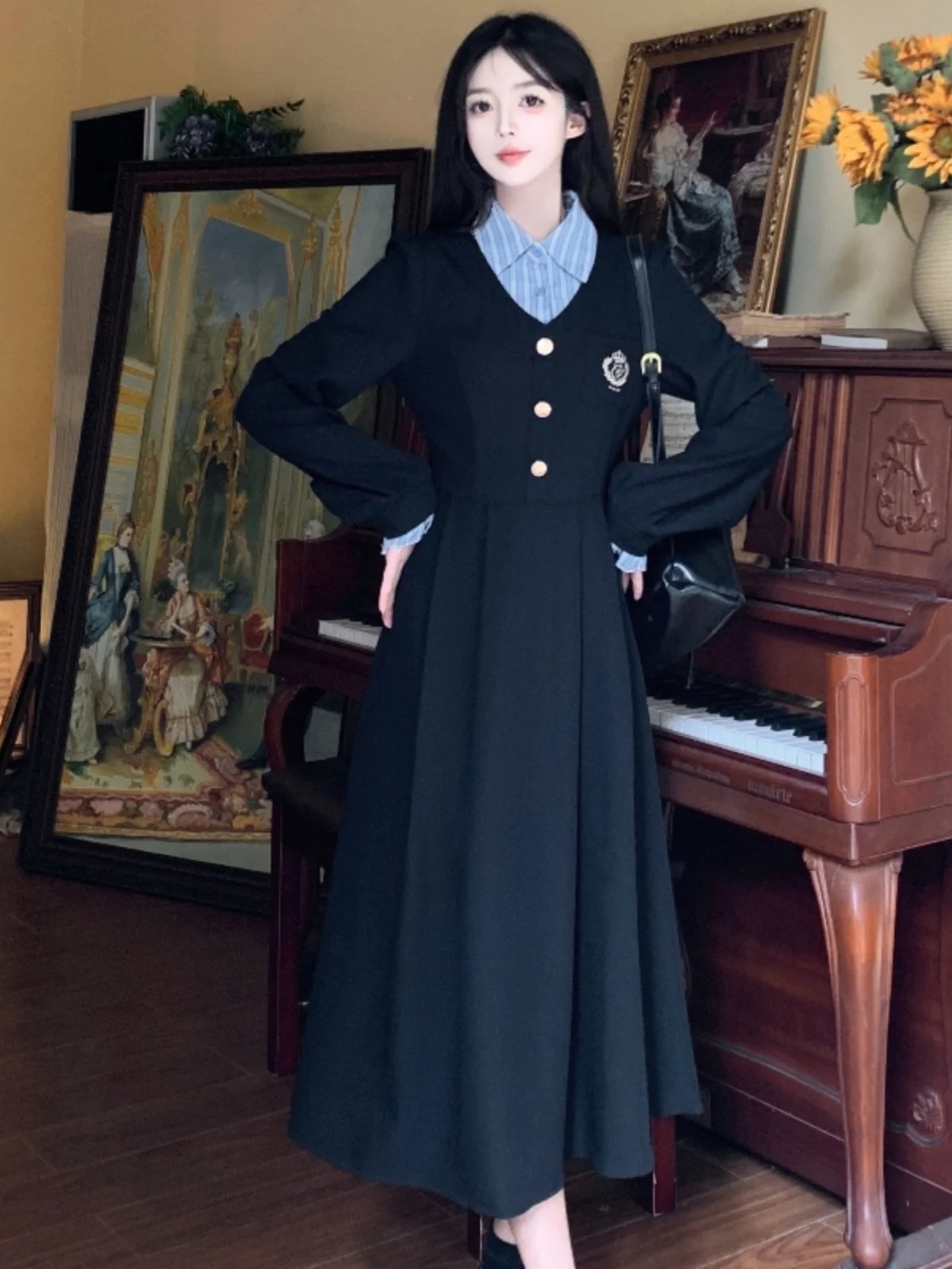 Американская винтажная рубашка лоскутное многослойное платье одежда больших