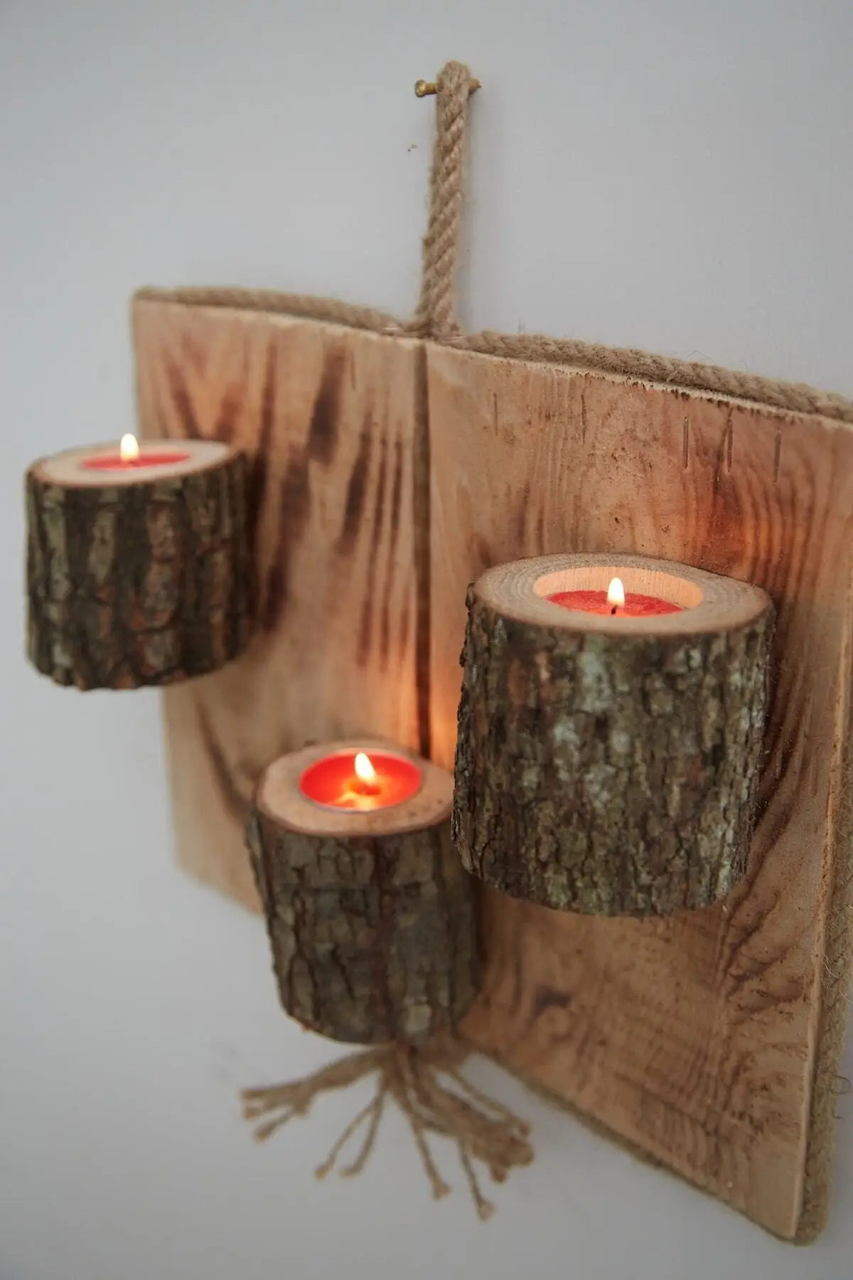 Wall Hanging Wooden Candle Holder