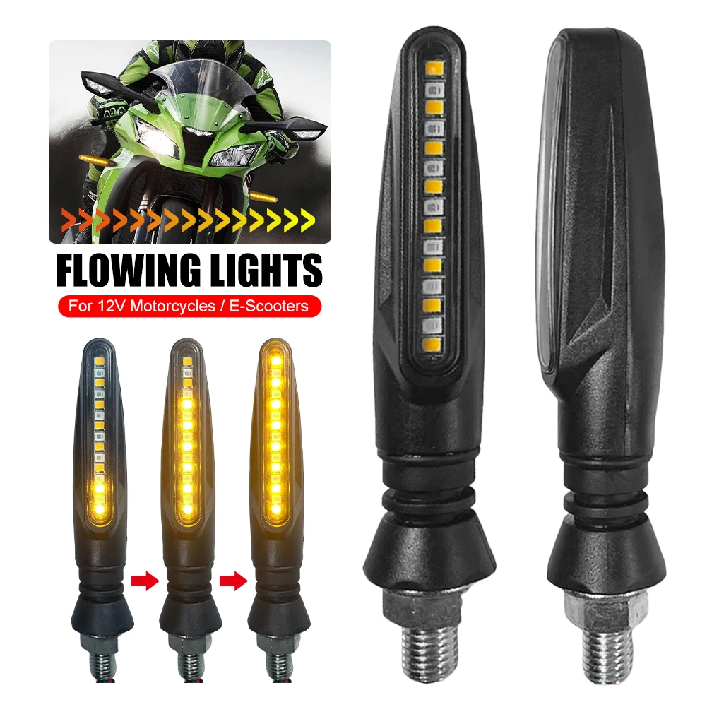 

New 2Pcs Universal Motorcycle LED Turn Signal Light DRL Amber Flowing Blinker Indicator Light Motorcycle Daytime Running Light
