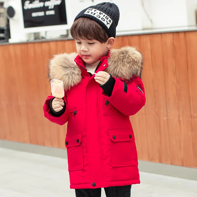Children's Down Jacket Boys Medium Long Fashion Thickened Winter Clothes Down Jacket