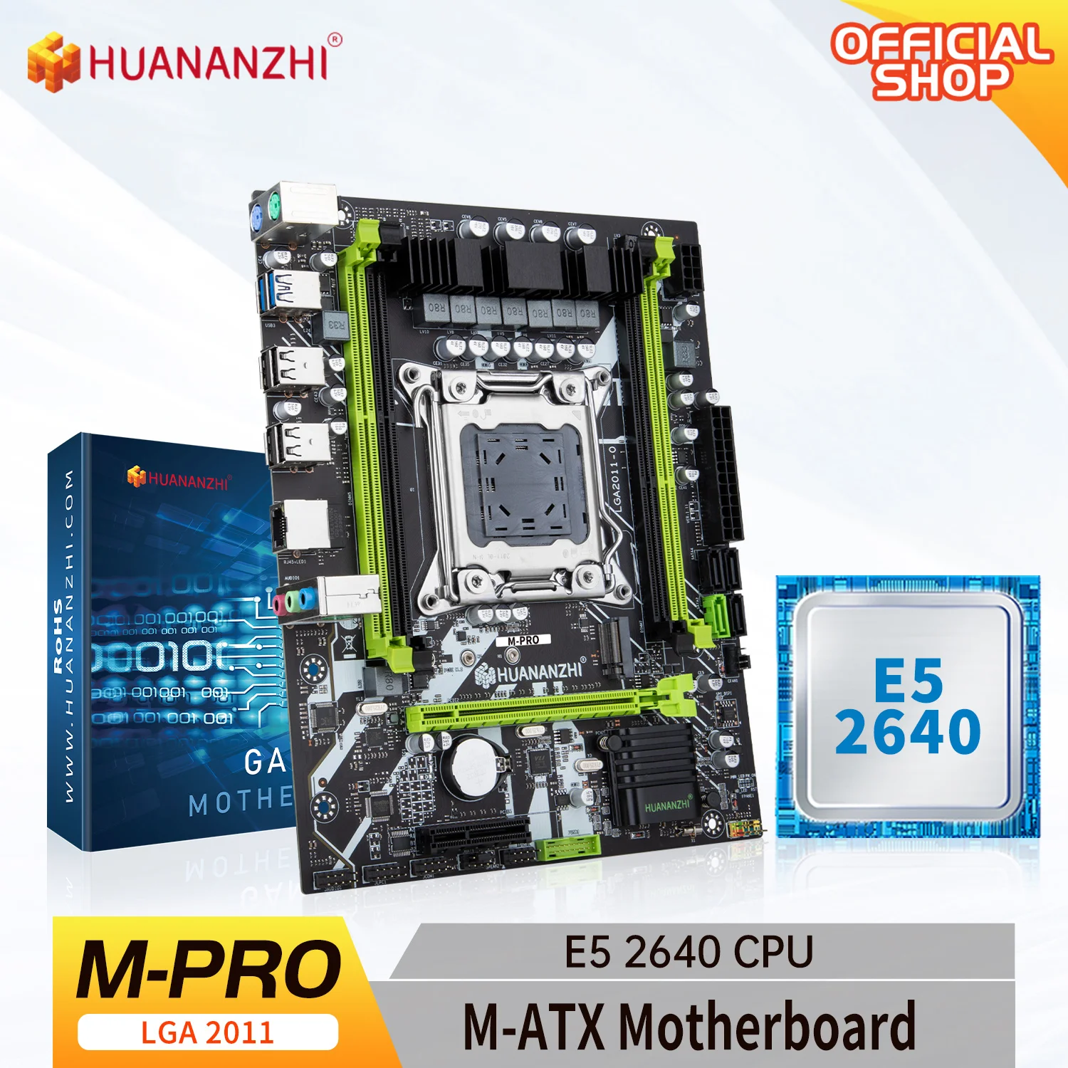 HUANANZHI M PRO LGA 2011 Motherboard cpu set with Xeon E5 2640 combo kit set support DDR3 RECC memory M.2 NVME USB SATA