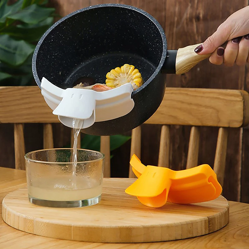 

Silicone Soup Diversion Duckbill Drain Pans Anti Spill Kitchen Liquid Dispenser Round Mouth Edge Cooking Deflector Nozzle Gadget