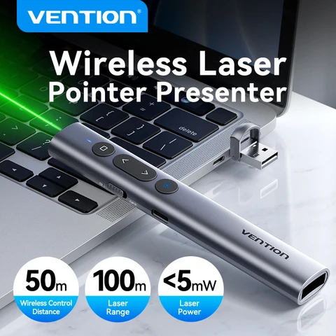Беспроводная лазерная указка Vention, 100 м, 2,4 ГГц, USB type C