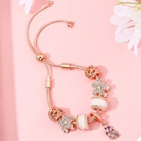 adjustable size with beautiful glazed rhinestone leaf charm ladies bracelet brand ladies girls gifts wedding party jewelry