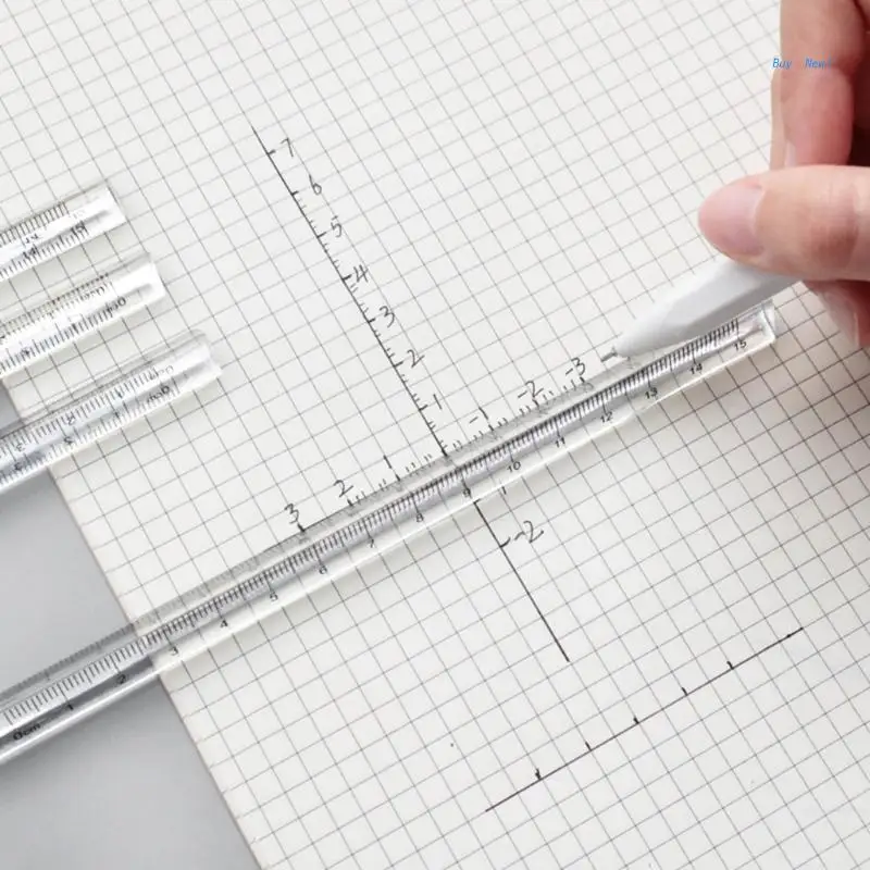 Transparent Acrylic Triangle-shaped Ruler Measuring Range 0-15cm Plastic Straight Ruler for IDEAL for Teacher Student Of