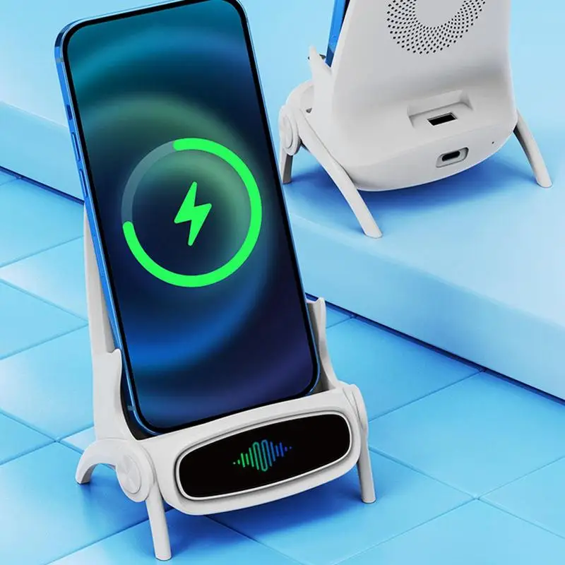 

Magnetic Mini Chair Desk Creative Mobile Phone Holder Desktop Temperature Time Display Wireless Fast Charger For Home Office Car