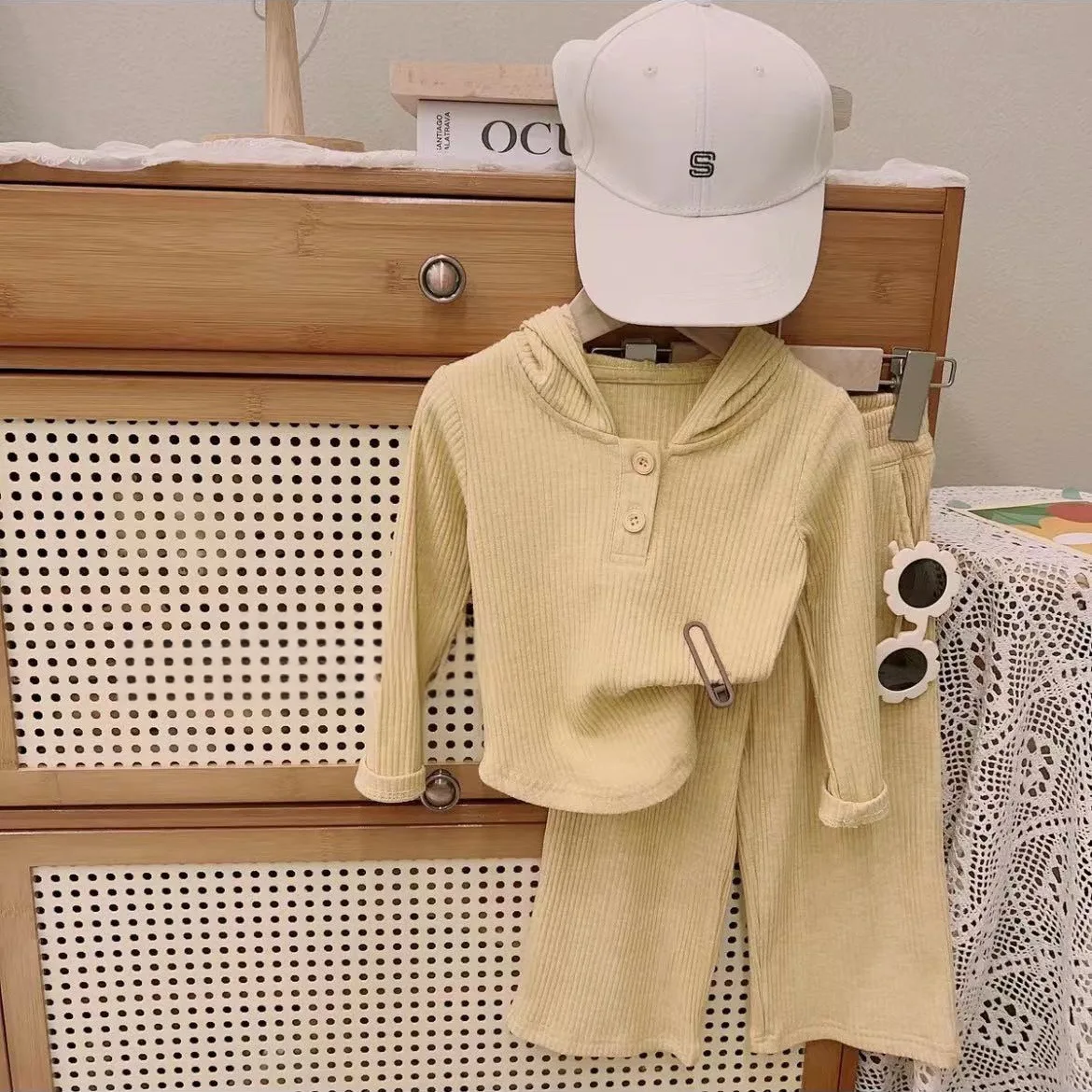 Детские комплекты Новые Корейские осенние Топы с длинным рукавом для девочек