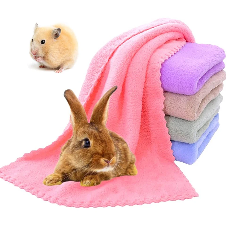 

2Pcs Rabbits Soft Blankets Guinea Pig Hamster Fleece Cage Liners Small Pets Items Bedding Mat Bathe Towels Hamster Accessories