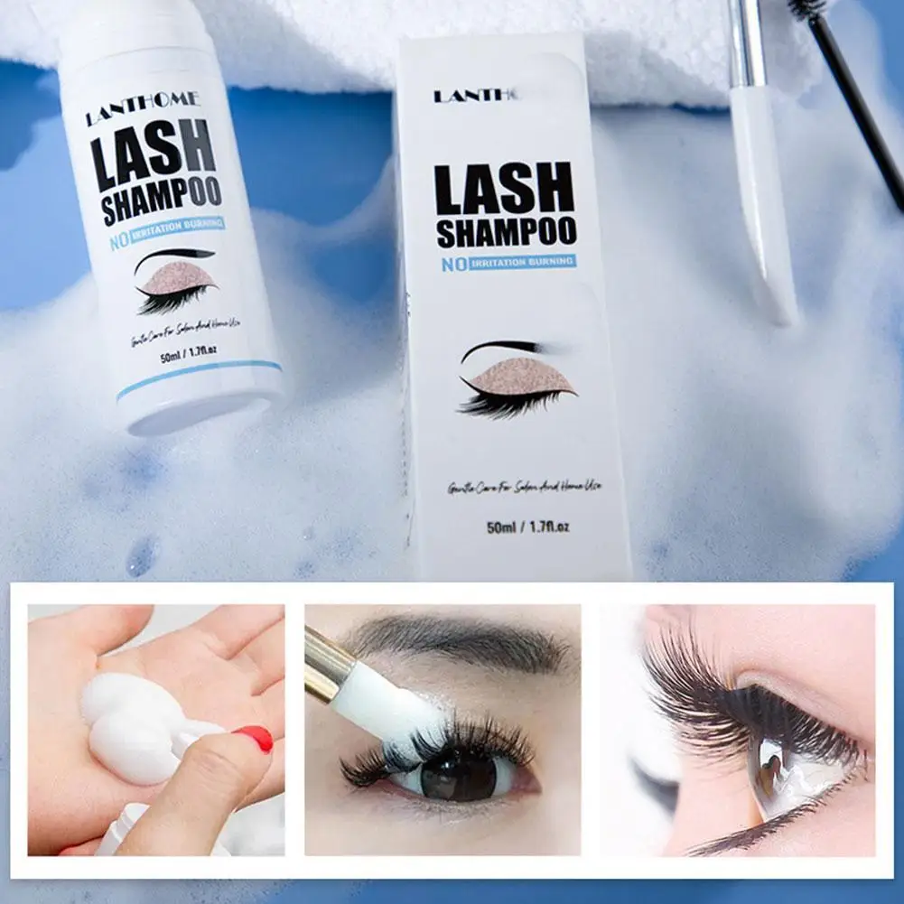 

50ml Eyelash Extension Foam Cleanser Shampoo Brush Lash Foaming Wash Deep Clean For Salon Home