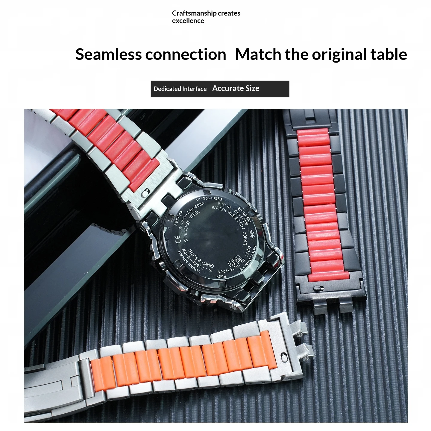 Фото Модифицированный браслет из нержавеющей стали GMW-B5000 для Casio GMWB5000 GM-B2100, металлический ремешок для часов с цветовыми блоками, модный водонепроницаемый ремешок №5