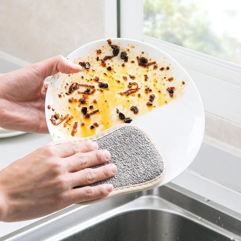 

Double-sided Sponge Wipes Microfiber Kitchen Dishwashing Sponge Reusable Absorbent Sponge Non-stick Oil Rag Wipe Absorbent Rags