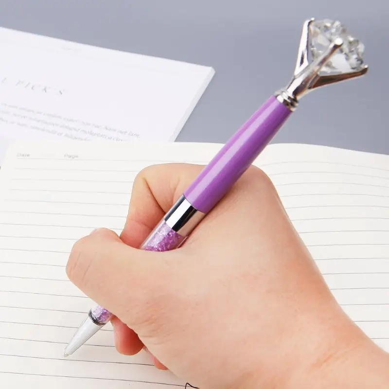 

Kawaii Crystal Ballpoint Pen Magic Metal With Large Diamond Office School Supplies Christmas Gift Drop Shipping