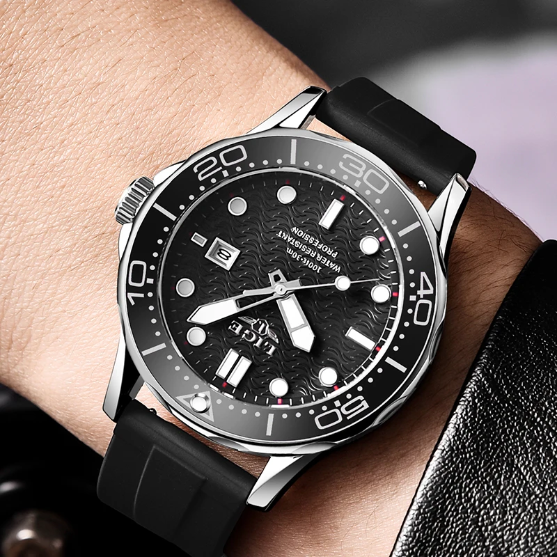 Часы LIGE Мужские кварцевые деловые роскошные спортивные водонепроницаемые