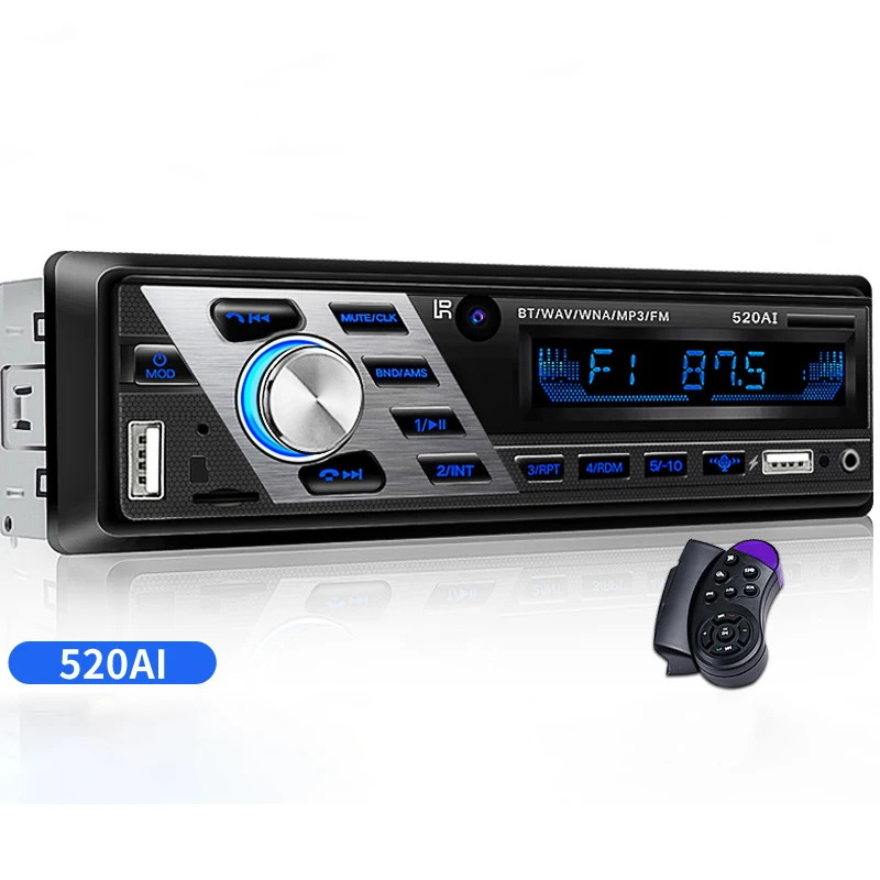 AZGIANT 12 V 24 V ISO Bluetooth Car Stereo FM Radio MP3 Audio Lettore SD Auto Elettronica Subwoofer 1 DIN autoradio Per Il bus del camion
