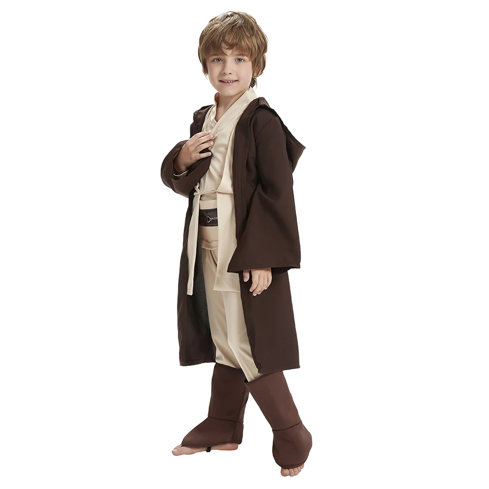 

Kid Children Star Jedi Knight Cosplay Costume Obi Wan Kenobi Wars Uniform Suit Anakin Skywalker Hooded Robe Cloak Outfits
