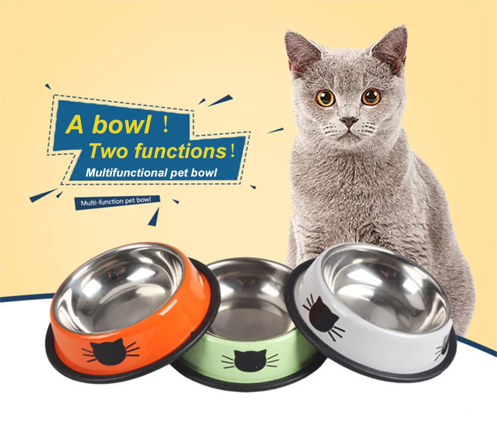 1PC Assemblable Multicolor Stainless Steel Dog Cat Bowl Non-slip Non-fall Eat Drink Pet Food Container Feeder Dish Bowl