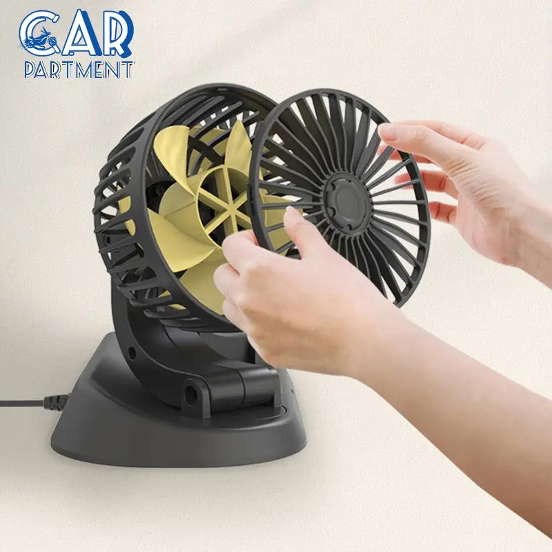 

Universal Car Dual-head Fan Portable 360 Degree Rotation Car Fan 2-speed Adjustment Car Cooling Fan For Car Truck Rv Powerful