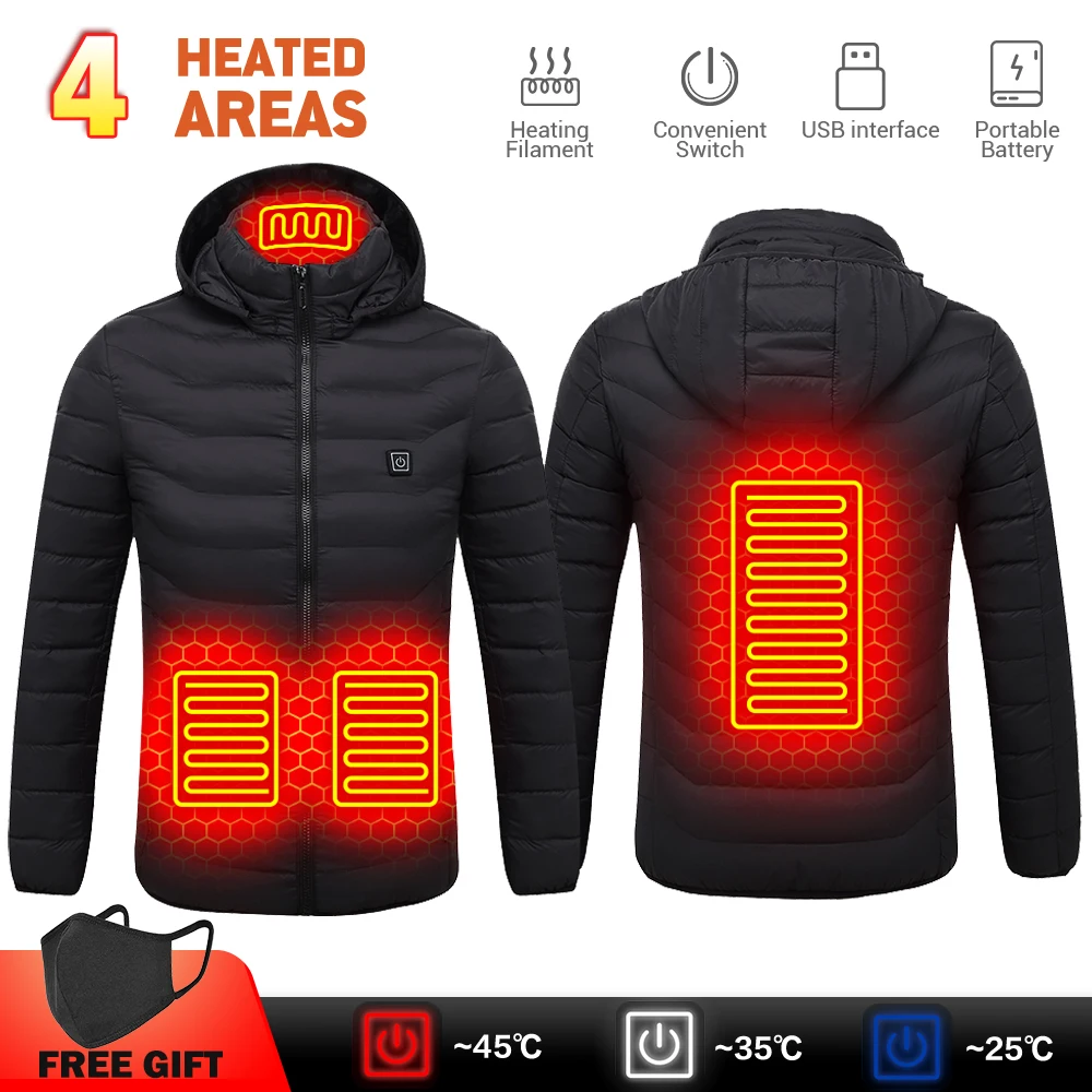 

Heated Jacket Men Winter Warm USB Heating Coats Motorcycle Skiing Jacket Motorbike Windproof Hiking Fishing Heated Jacket S-6XL