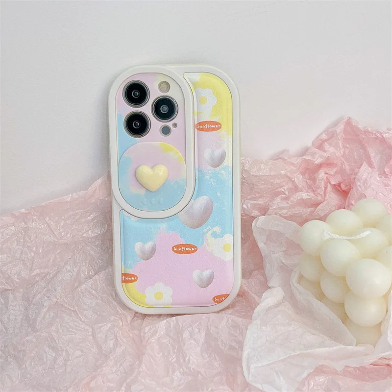 

Creative Push Window Stereo Heart Shape Phone Case Cover for IPhone 11 12 13 Pro X XR XS Max Shockproof Case for IPhone 13 Cases
