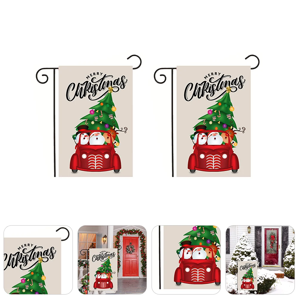 

Flag Christmas Garden Flags Outdoor Decorations Burlap Banners New Year Hanging Gnome Lawn Printing Merry Wreath Winter Snowman