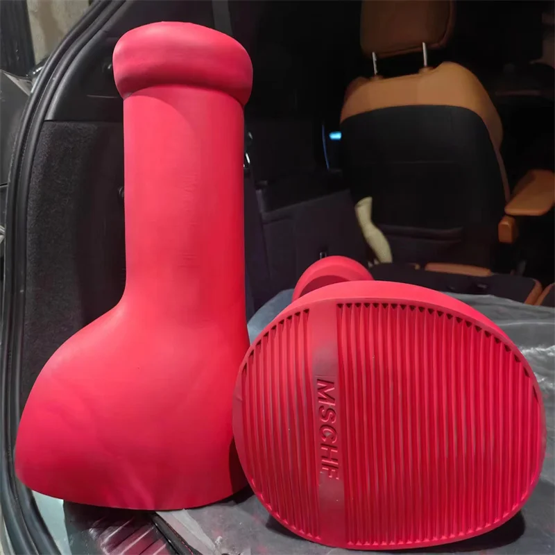 Big Red Knee High Boots Round Toe Balloon Slip on Ladies Casual Boots 2023 New Solid Color Brand High Quality Boots Fashion