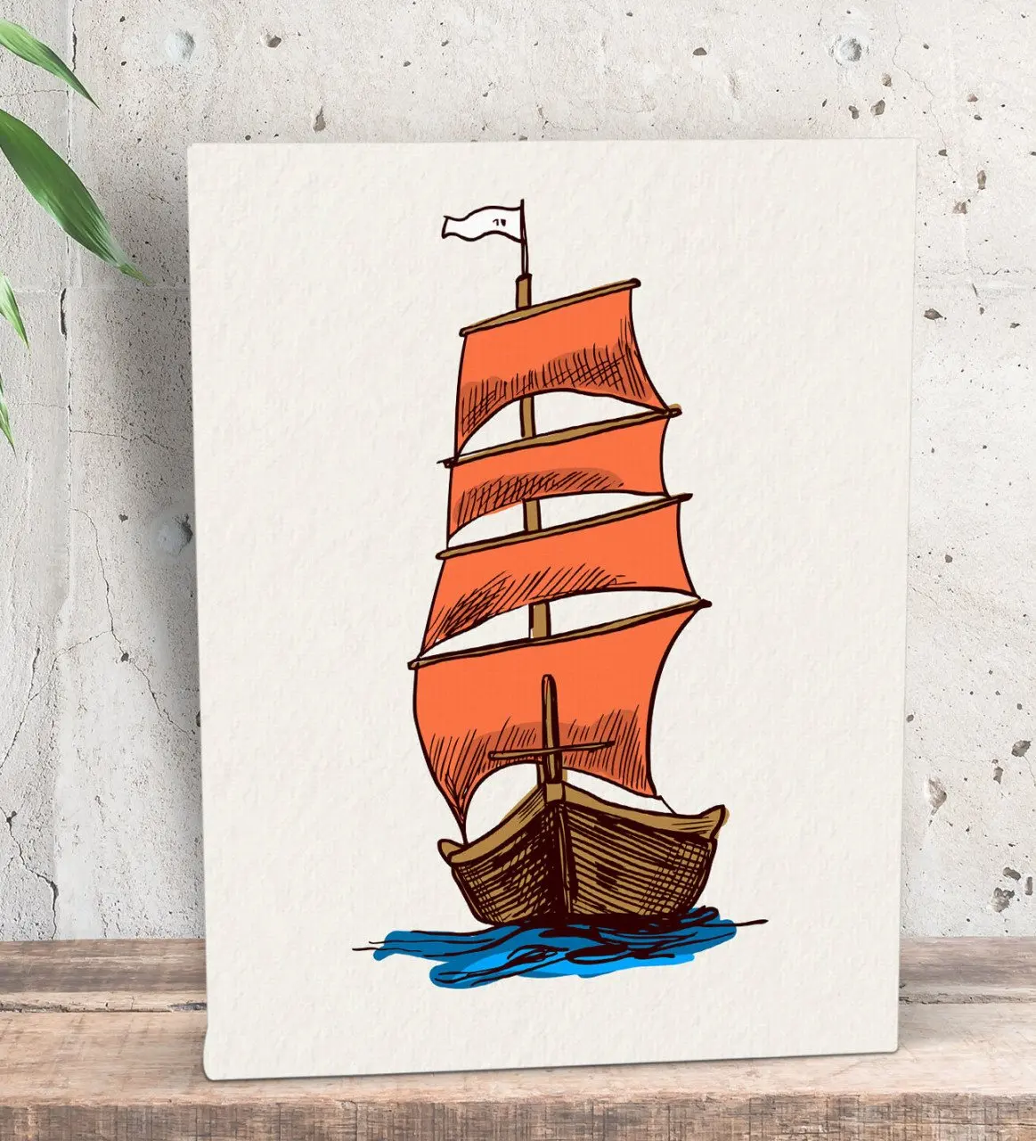 

BK Подарочный дизайн корабля декоративный мини холст стол 15x20 см 3