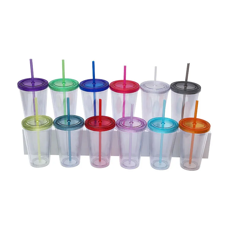 With Lid And Straw Double Wall Clear Juice Milk Cups For Bir