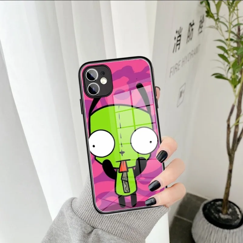Фото Чехол для телефона Invader Zim из закаленного стекла для IPhone 14 13 11 12 Pro 8 7 Plus X 13 Pro MAX XR XS MINI, чехлы №1