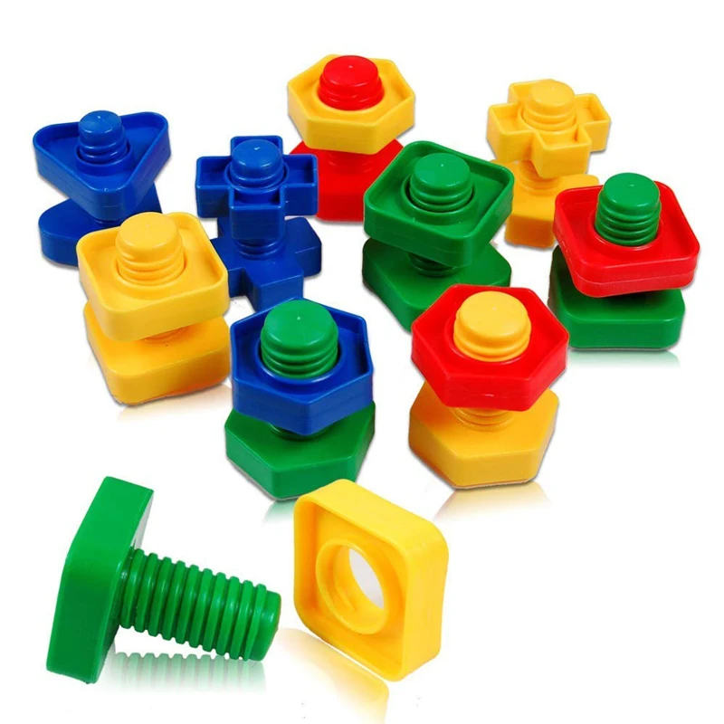 

Screw Building Blocks Plastic Insert Blocks Nut Shape Toys For Children Educational Toys Montessori Scale Models Gifts