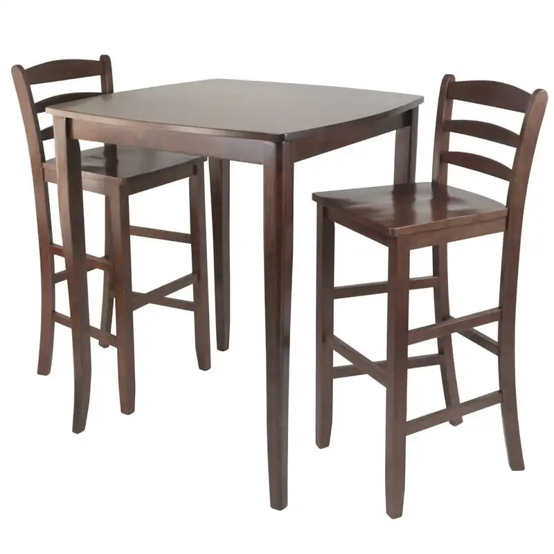 

Inglewood 3-Pc Dining Set, High Table & 2 Ladder Back Stools, Walnut Wooden chair Plywood chair Outdoor dining chairs Chair for