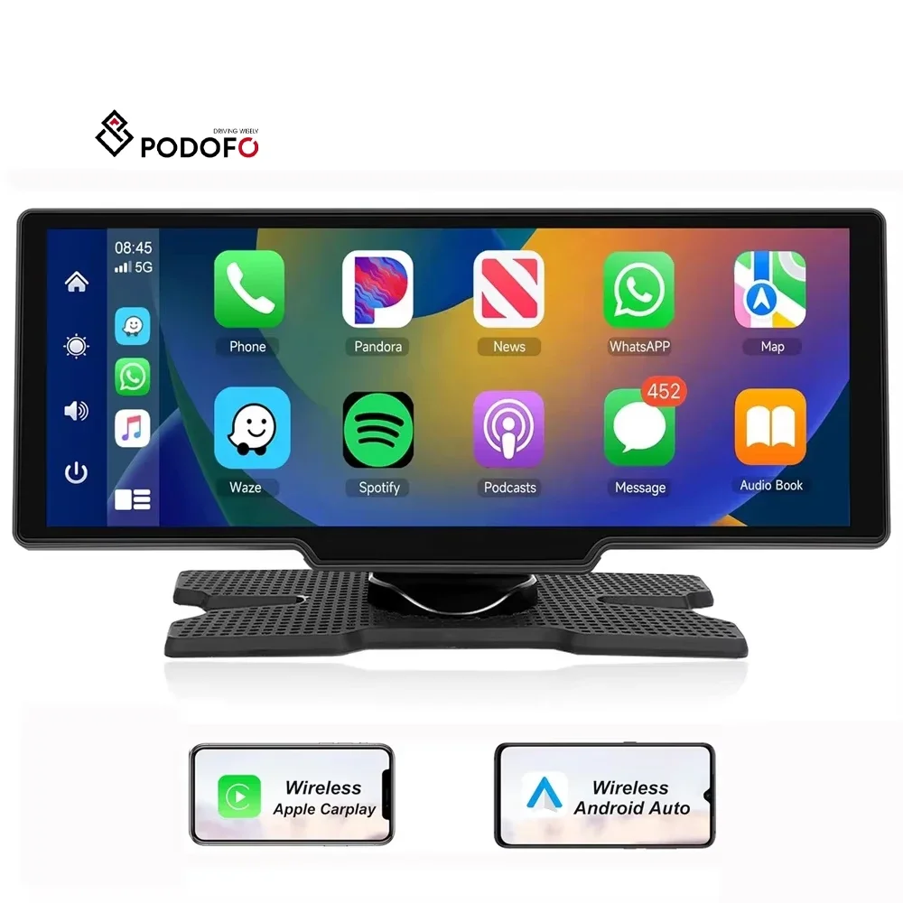 (США/ЕС/Великобритания/Австралия) Podofo Wireless CarPlay Портативный автомобильный
