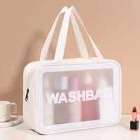 women travel storage bag frosted waterproof pvc cosmetic bag toiletry organize portable makeup bag transparent female wash bag