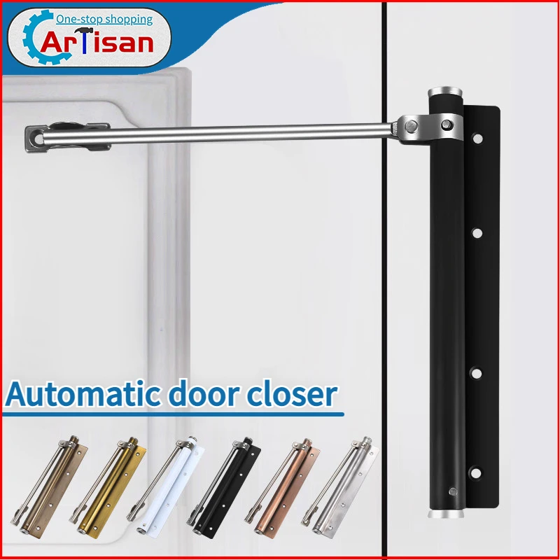 

Simple Door Closer Automatic Closing Adjustable Aluminum Alloy Automatic Door Spring Closer Soft Close Silently Close The Doors